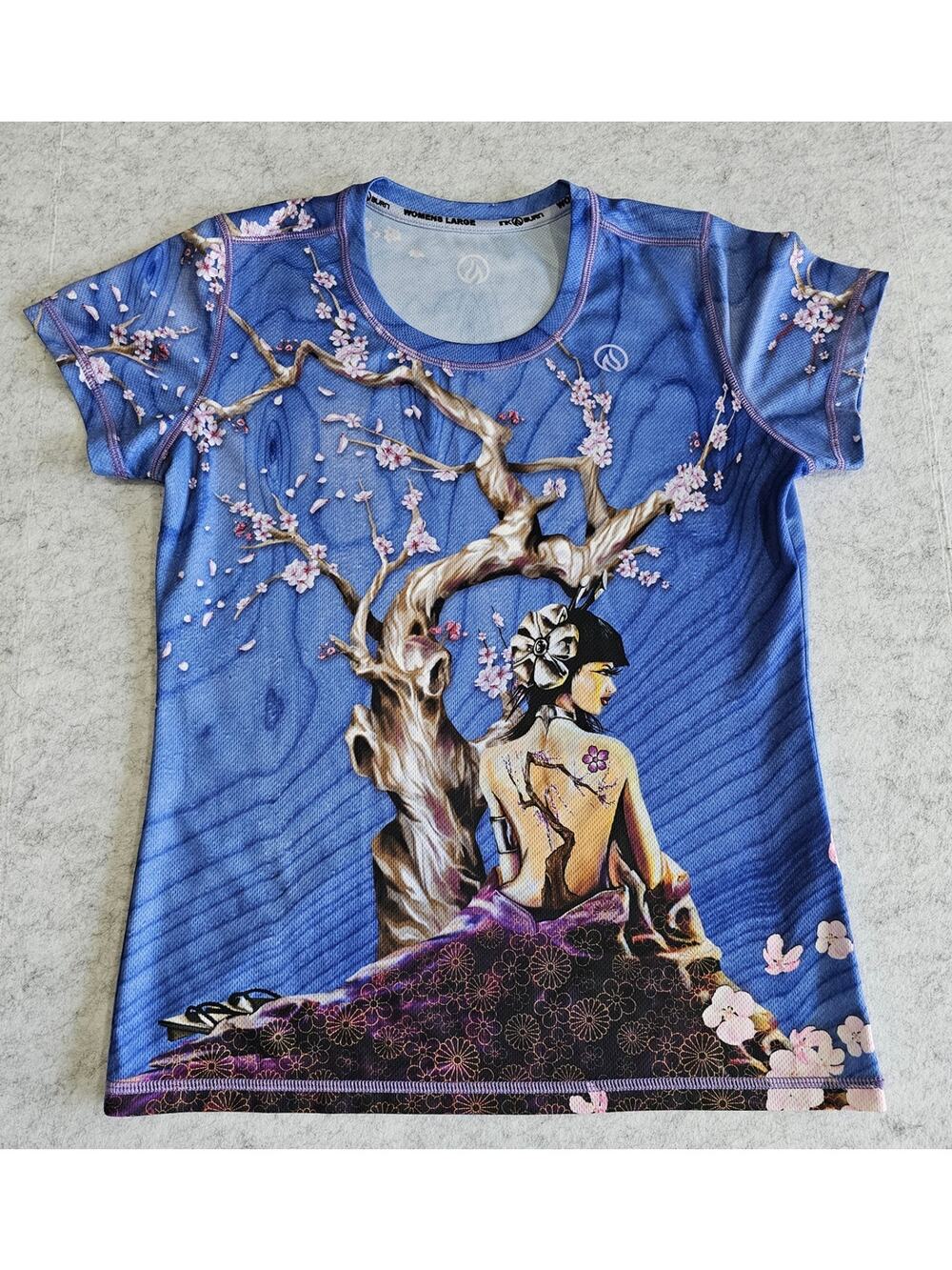 INKnBURN Sakura Tech Shirt, Sports T Shirt, Graphic, Womens Sz L